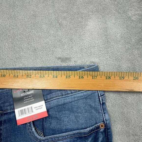 Lucky Brand 223 Straight Mens Stretch Denim Jeans 34x30 Light Blue a0326 - Picture 3 of 12